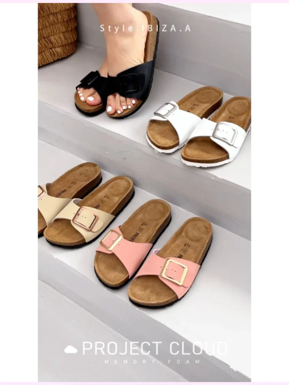 100% Genuine Leather Sandals Slides Memory Foam Insole Women Dressy Beach
